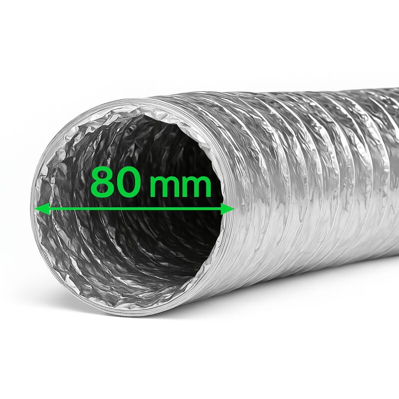 Aluflexrohr 80 mm 1 Meter – Aluminium Abluftschlauch
