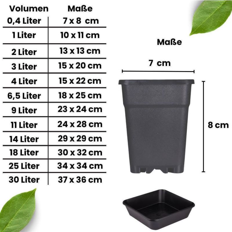 Blumentopf ECKIG 0,4 Liter 7x7x8 cm