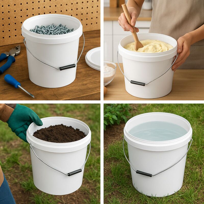 Eimer mit Deckel 25 Liter Weiß – Pflanzeneimer Robust