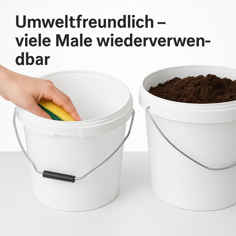 Eimer mit Deckel 25 Liter Weiß – Pflanzeneimer Robust