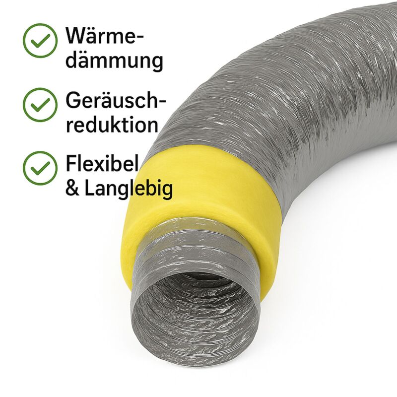 Isoflexrohr 300 mm - 1 Meter Isolierter Lüftungsschlauch