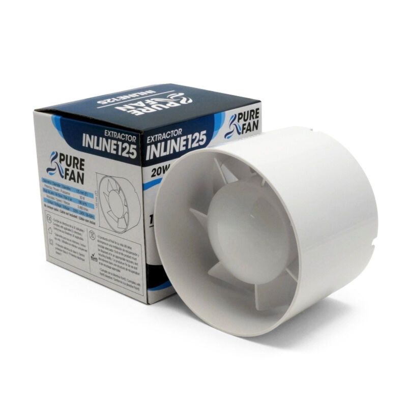 Mini Rohrlüfter 125 mm – 190 m³/h, Effizienter Zuluft- und Abluftventilator für Küche, Bad, Büro, Cool Tubes & Grow-Systeme