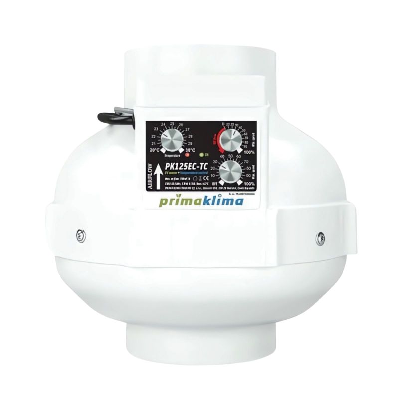 Prima Klima EC-TC Ventilator 160 mm – Leise, Energiesparend, 1180 m³/h, Temperatur- und Geschwindigkeitsregelung für Anbauräume