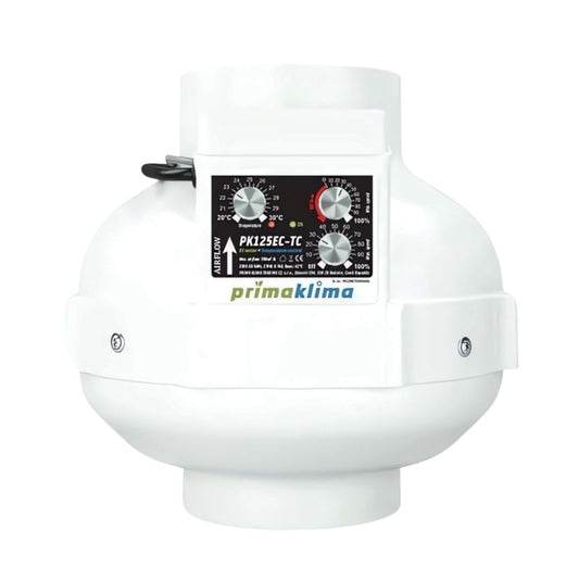 Prima Klima EC-TC Ventilator 160 mm – Leise, Energiesparend, 1180 m³/h, Temperatur- und Geschwindigkeitsregelung für Anbauräume